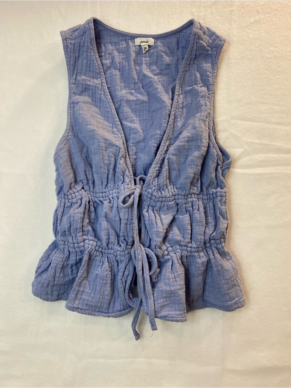 aerie Lavender Textured Tie-Front Sleeveless Top